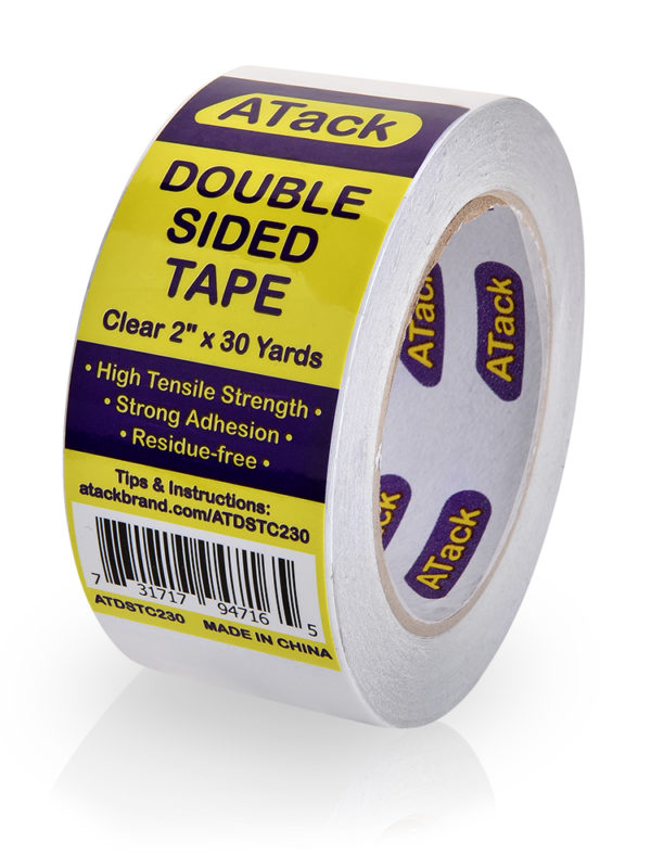 ATack Clear Double Sided Tape Heavy Duty 1/2 inch x 20 Yards (6-Pack, 360ft  Total) Removable Ultra Thin Double Sided Tape Clear Gift Wrapping Tape